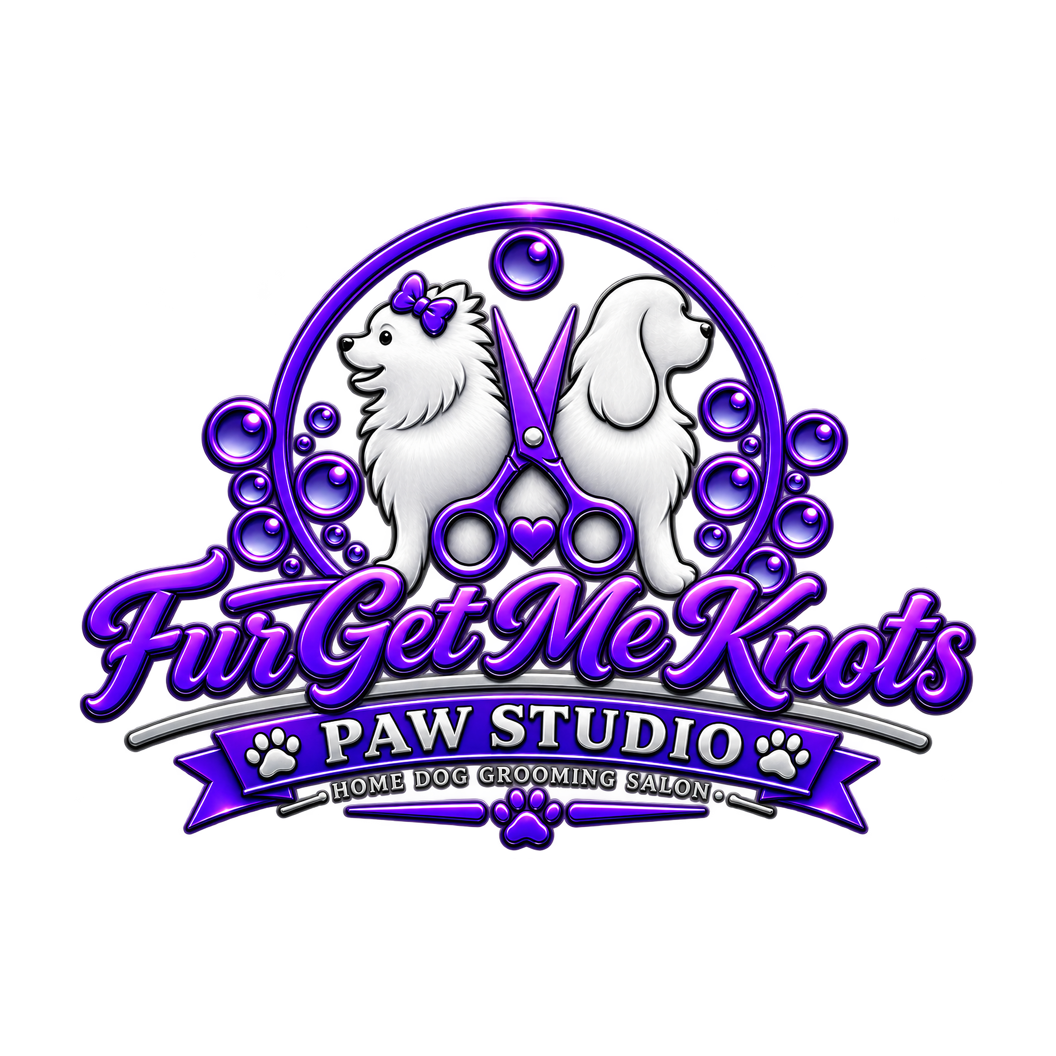 Fur Get Me Knots Paw Studio Logo